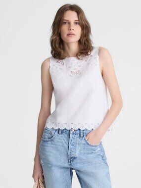 NWT Madewell Embroidered Poplin Shell Top Sz S White